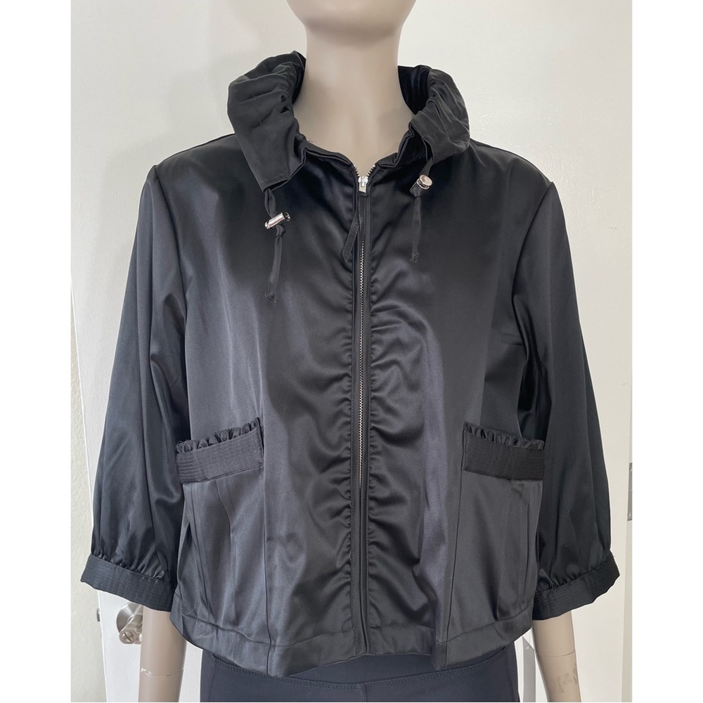 Elle Black Tie Satin Cropped Jacket NWT